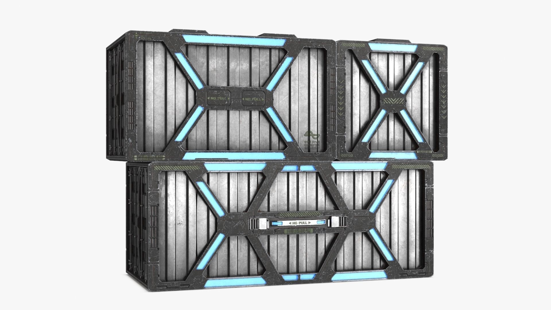 Sci-fi Container set of 3 v1 Low-poly 3D model_18