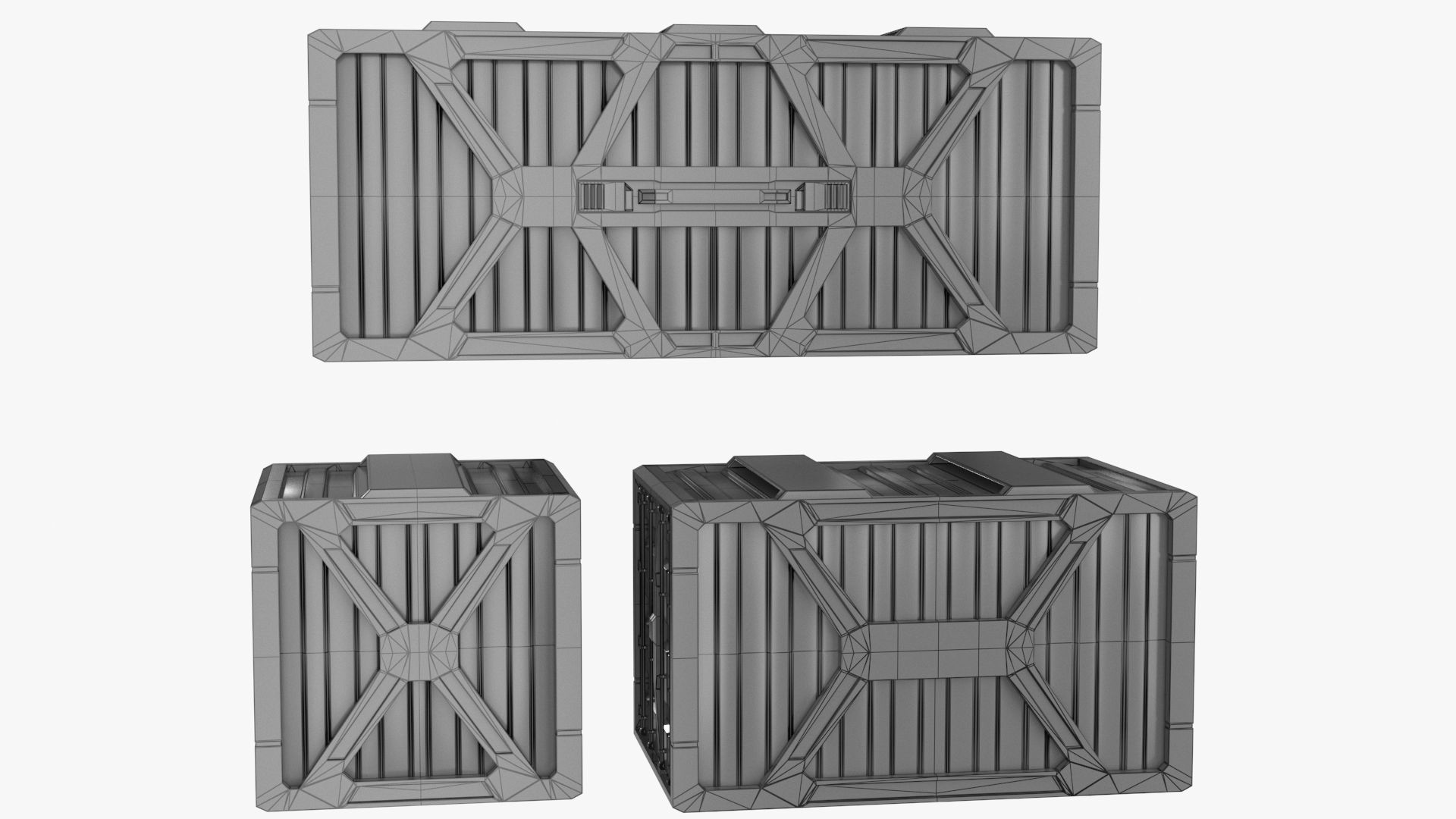 Sci-fi Container set of 3 v1 Low-poly 3D model_26
