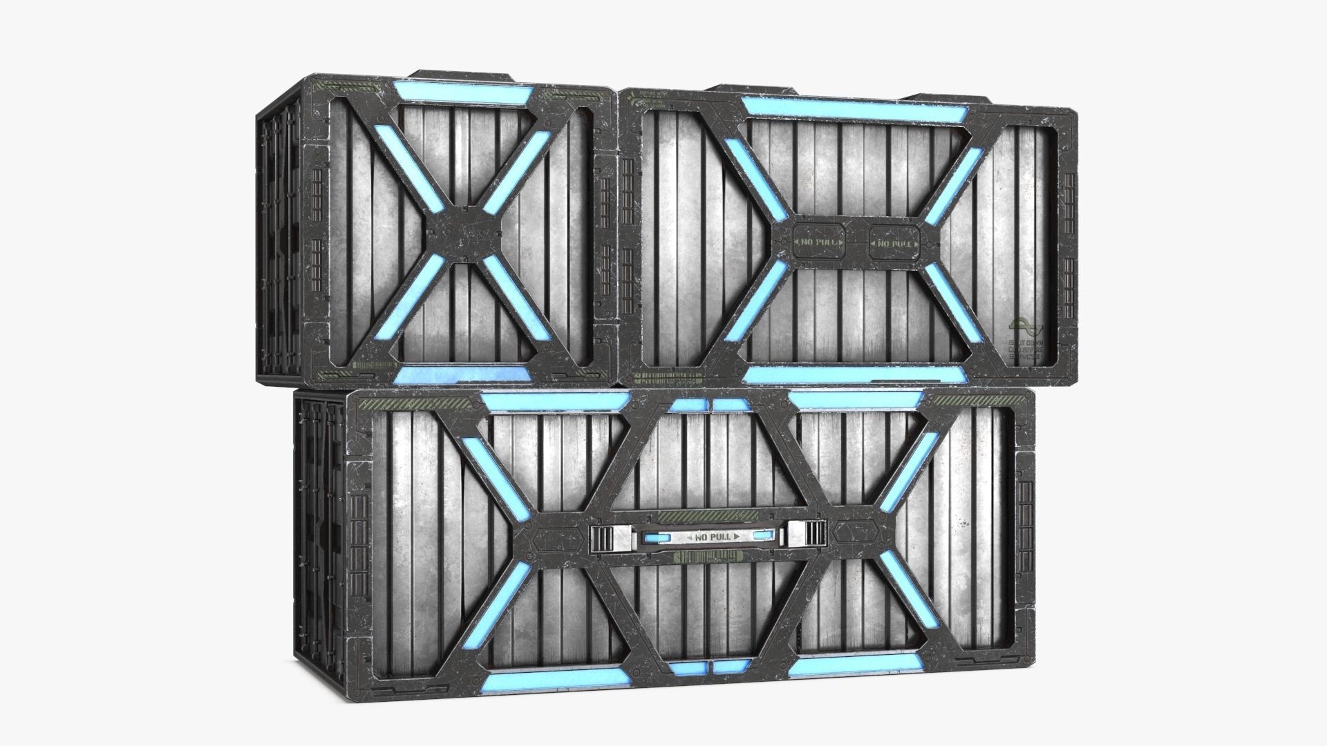 Sci-fi Container set of 3 v1 Low-poly 3D model_14