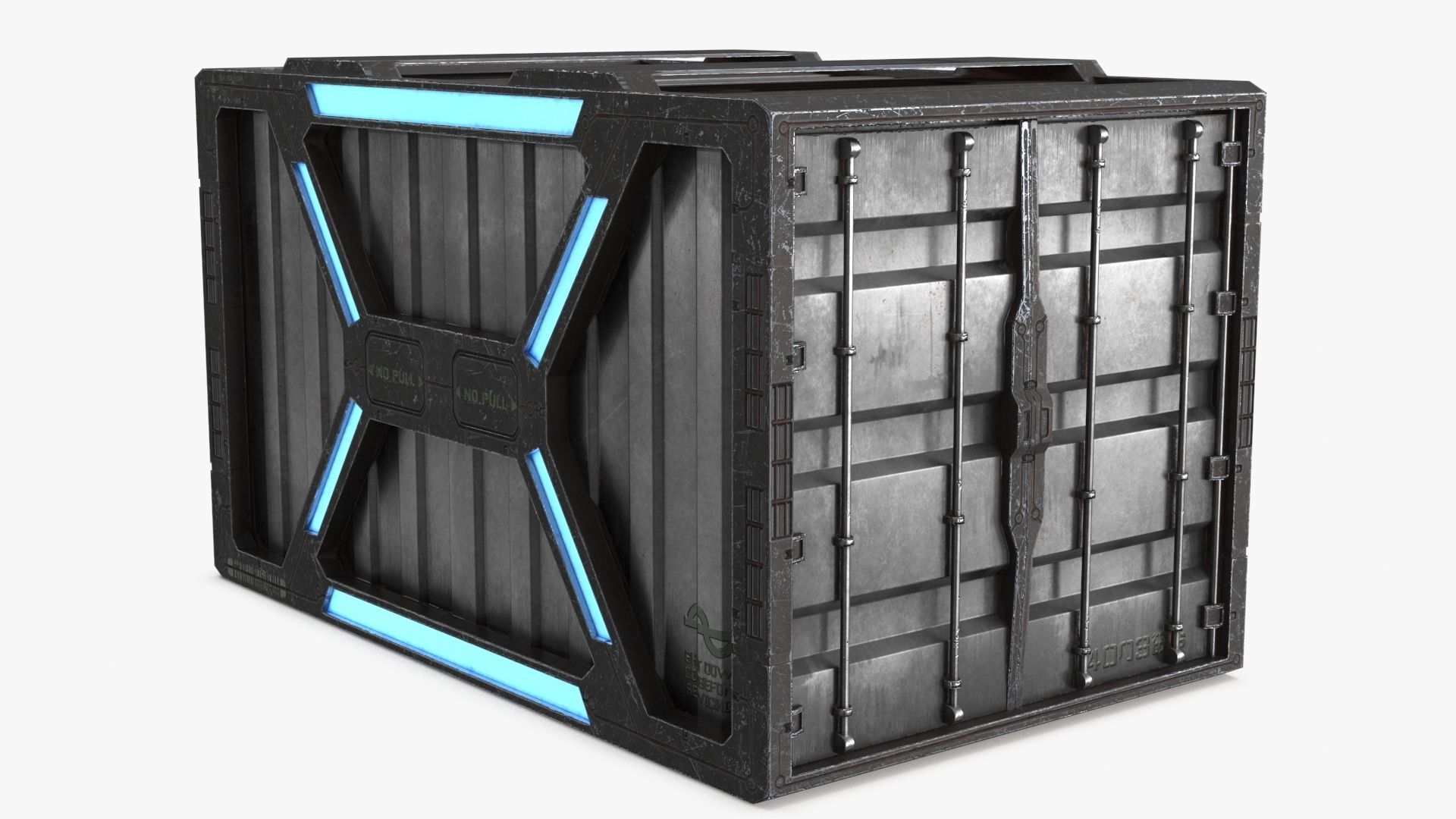 Sci-fi Container set of 3 v1 Low-poly 3D model_6