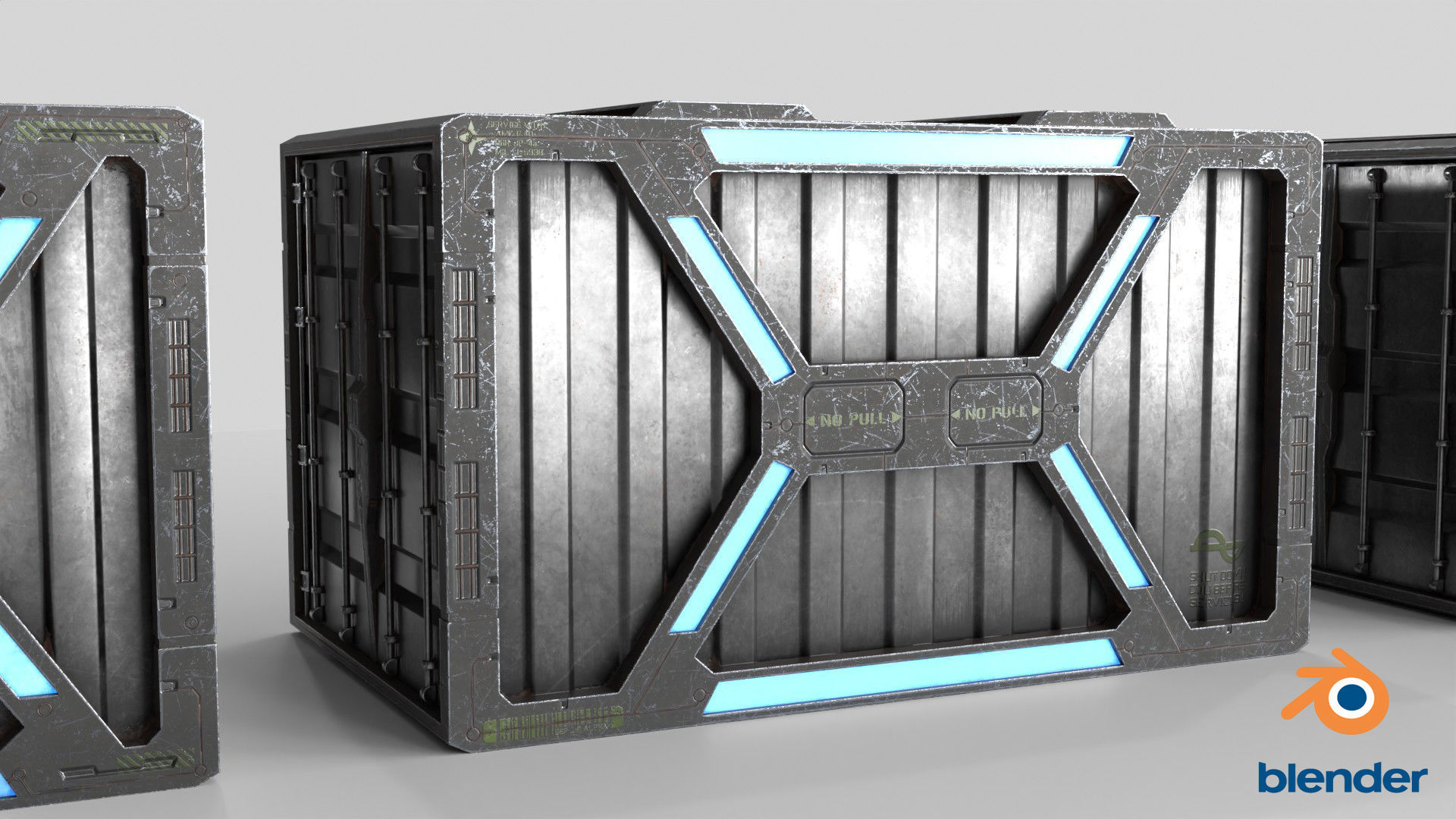 Sci-fi Container set of 3 v1 Low-poly 3D model_24