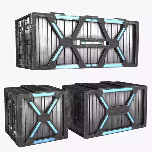 Sci-fi Container set of 3 v1 Low-poly 3D model