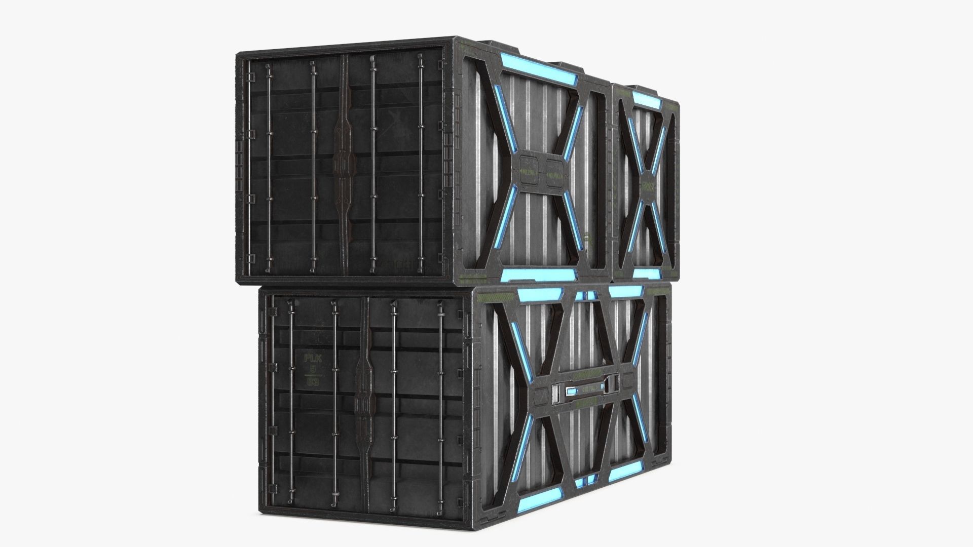 Sci-fi Container set of 3 v1 Low-poly 3D model_19