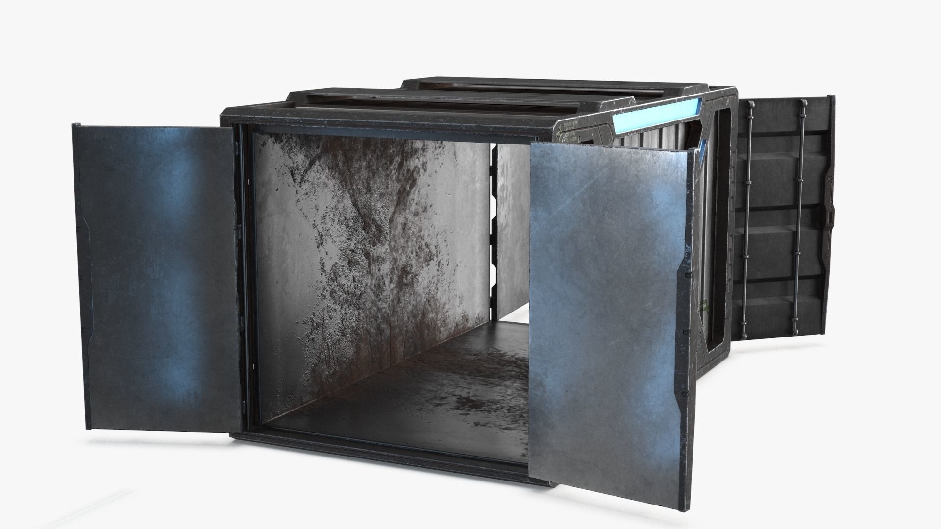 Sci-fi Container set of 3 v1 Low-poly 3D model_12