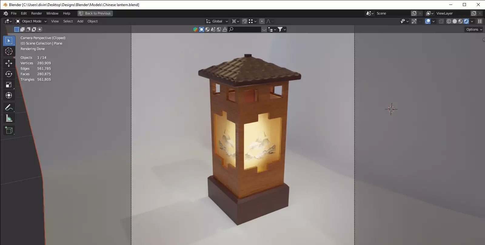 Chinese Candle Lantern Free low-poly 3D model