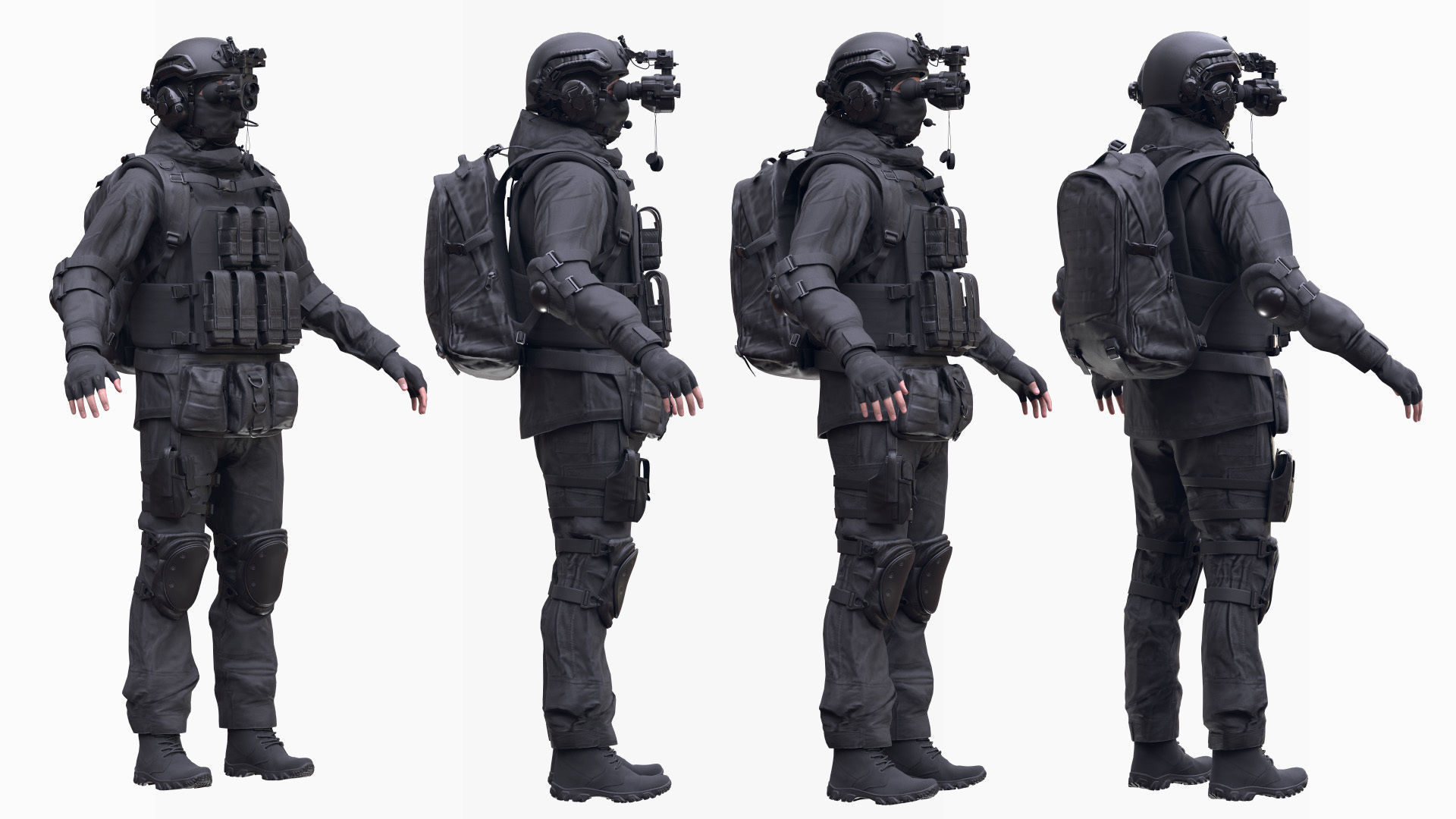 Man - Military Uniform 4 - Modular - Rigged Low-poly 3D model_4