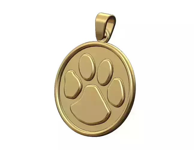 Pawprint round pendant with bail