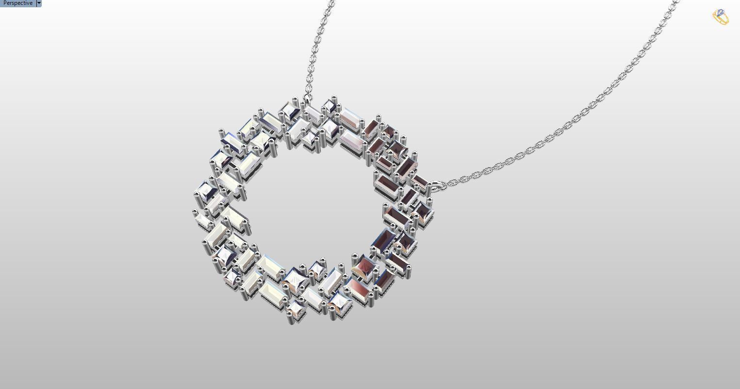 The Princess and Baguette Gem Stone Pendant Free 3D print model_3