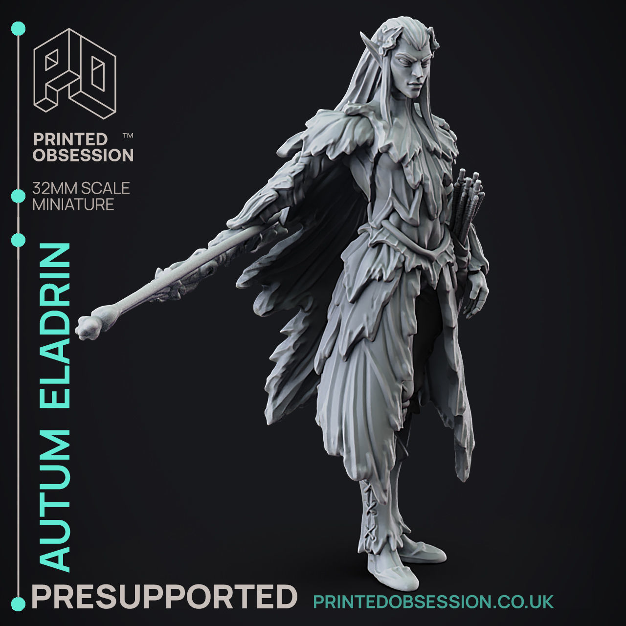 Eladrin Autumn - 3D Printable TTRPG - PRESUPPORTED - 32mm 3D print model_7