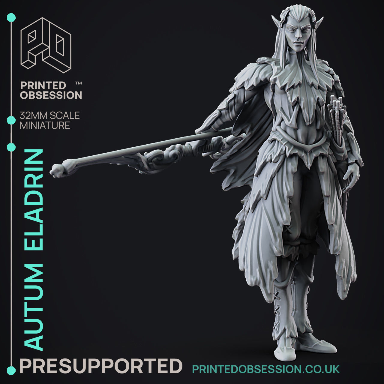 Eladrin Autumn - 3D Printable TTRPG - PRESUPPORTED - 32mm 3D print model_1