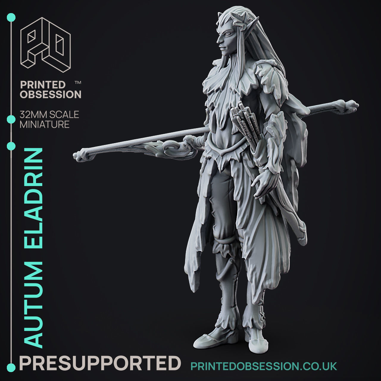 Eladrin Autumn - 3D Printable TTRPG - PRESUPPORTED - 32mm 3D print model_4