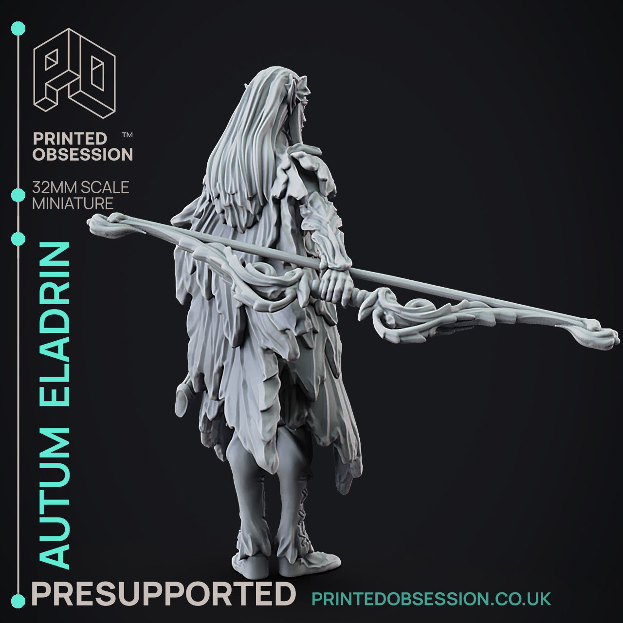 Eladrin Autumn - 3D Printable TTRPG - PRESUPPORTED - 32mm 3D print model_2