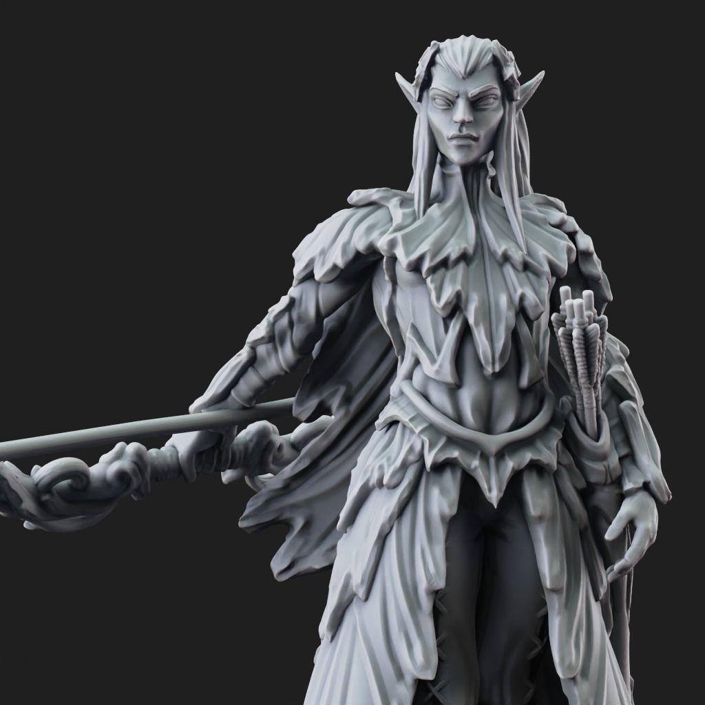 Eladrin Autumn - 3D Printable TTRPG - PRESUPPORTED - 32mm 3D print model_5