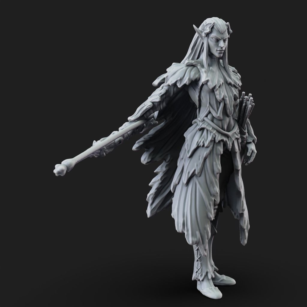 Eladrin Autumn - 3D Printable TTRPG - PRESUPPORTED - 32mm 3D print model_8