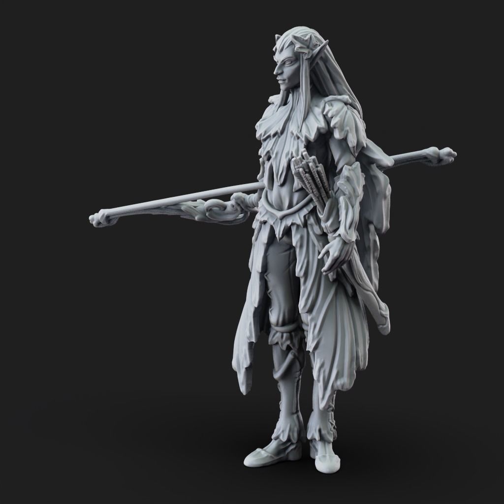 Eladrin Autumn - 3D Printable TTRPG - PRESUPPORTED - 32mm 3D print model_10