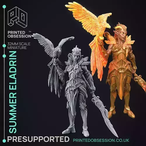 Eladrin Summer - 3D Printable TTRPG - PRESUPPORTED - 32mm