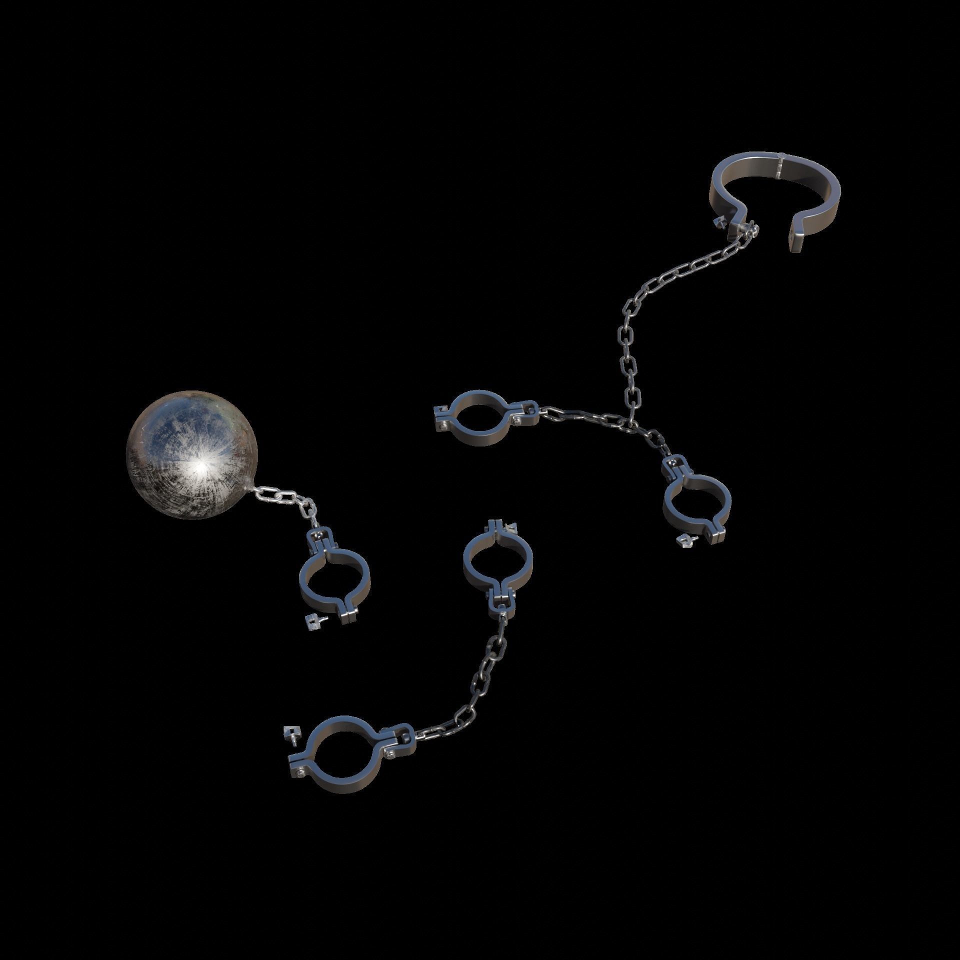 Legs Hand And Neck Steel Shackles Low-poly 3D model_4