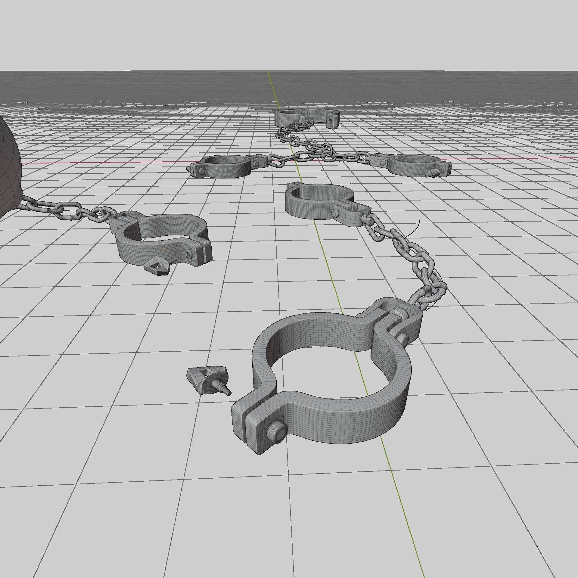 Legs Hand And Neck Steel Shackles Low-poly 3D model_9