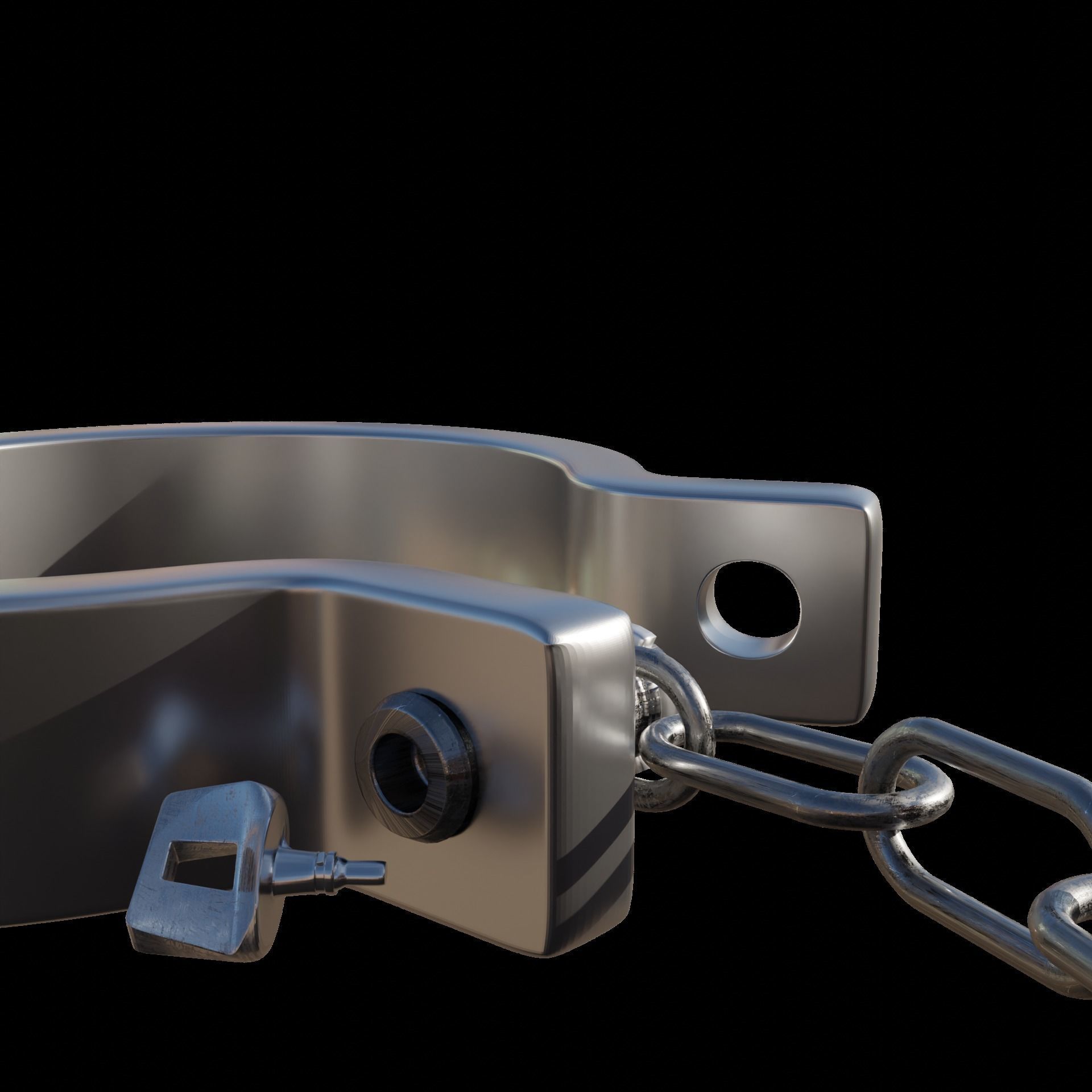 Legs Hand And Neck Steel Shackles Low-poly 3D model_10