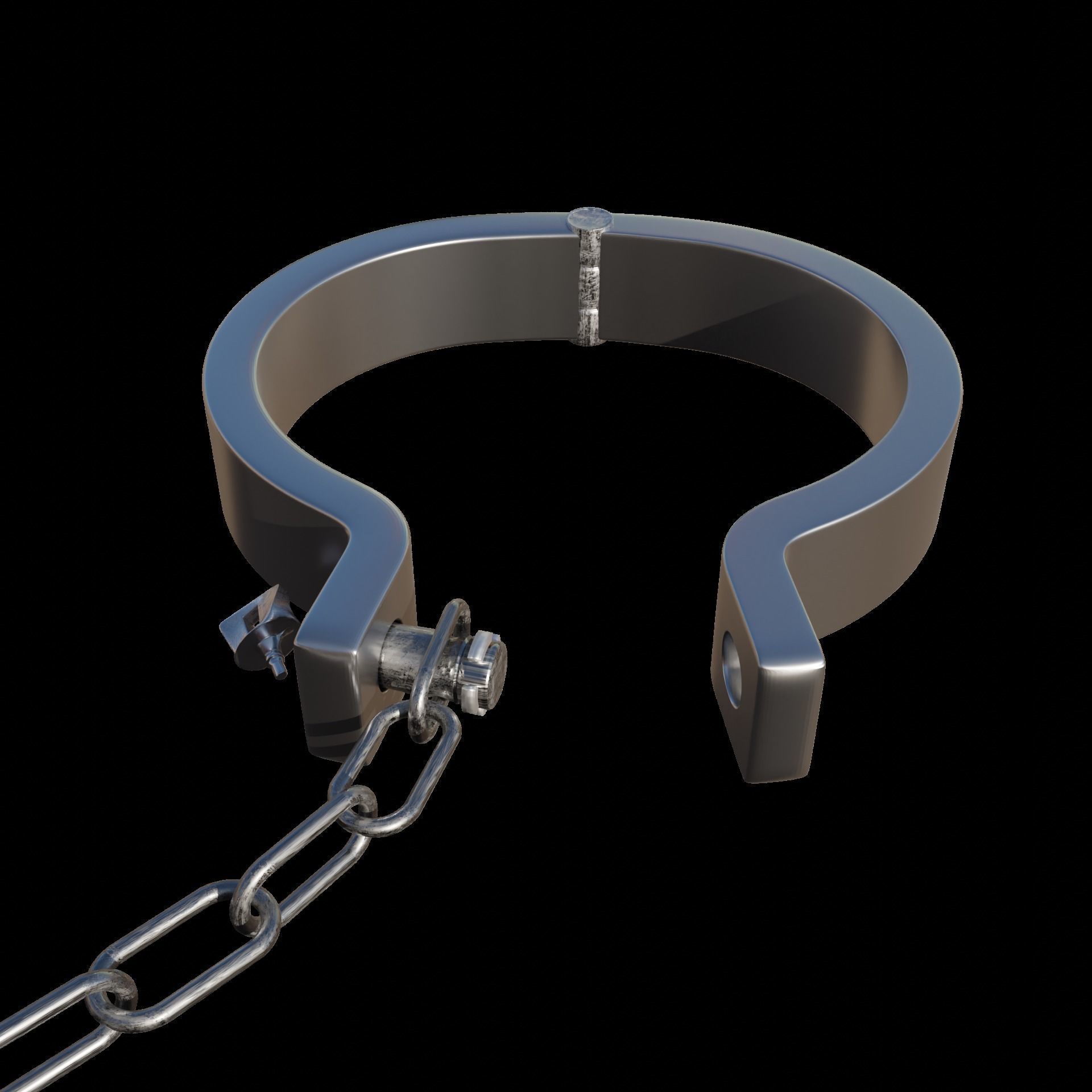 Legs Hand And Neck Steel Shackles Low-poly 3D model_11