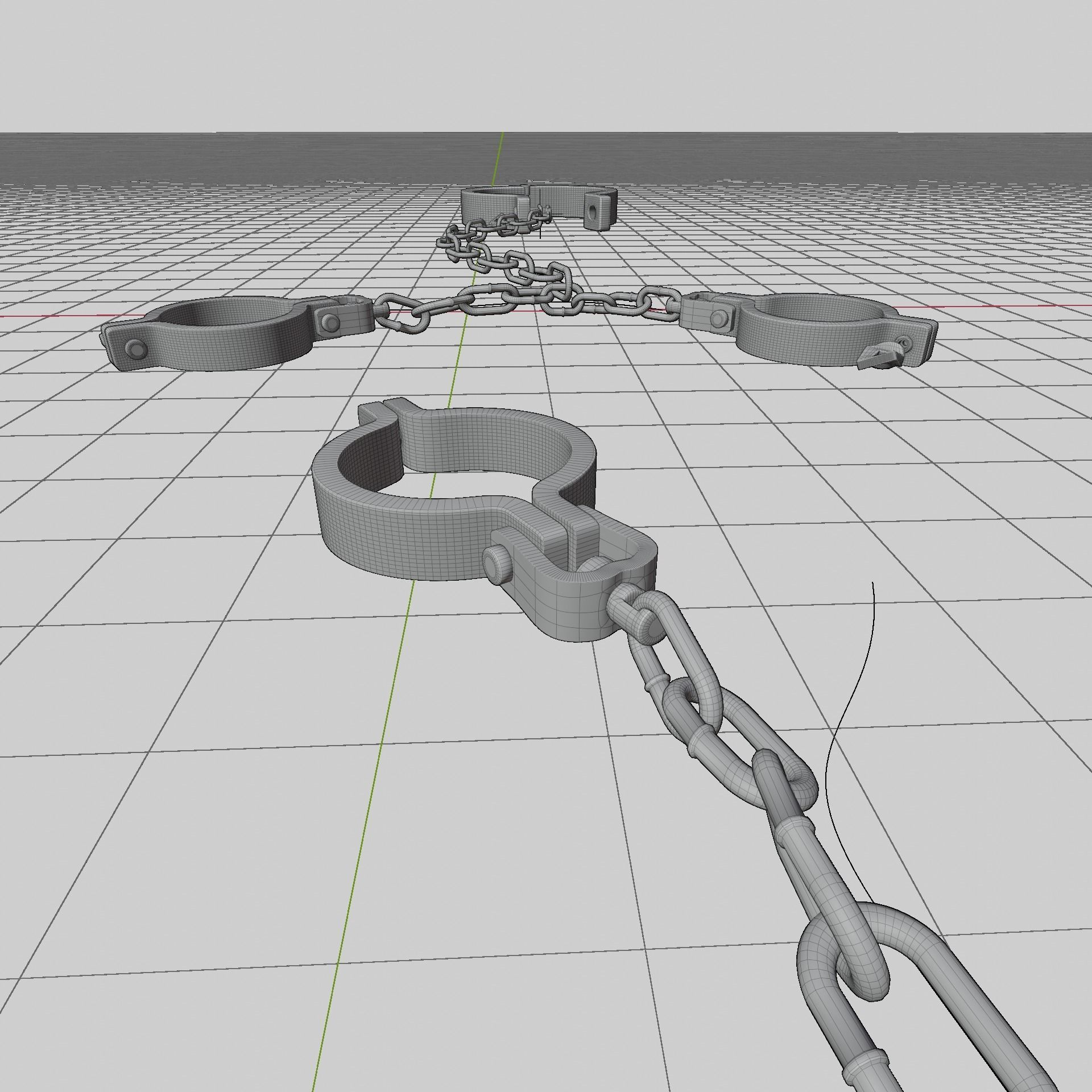 Legs Hand And Neck Steel Shackles Low-poly 3D model_13
