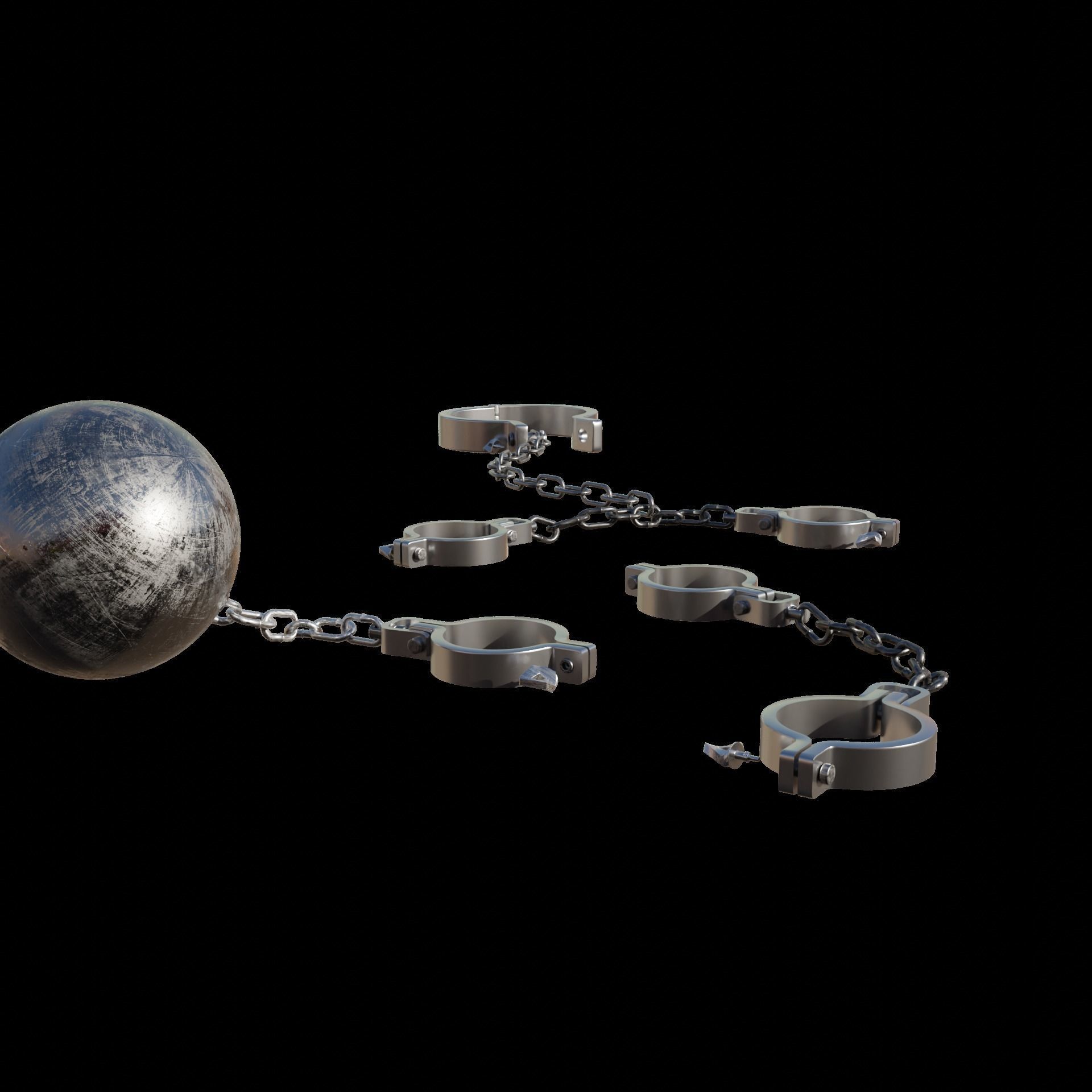 Legs Hand And Neck Steel Shackles Low-poly 3D model_12