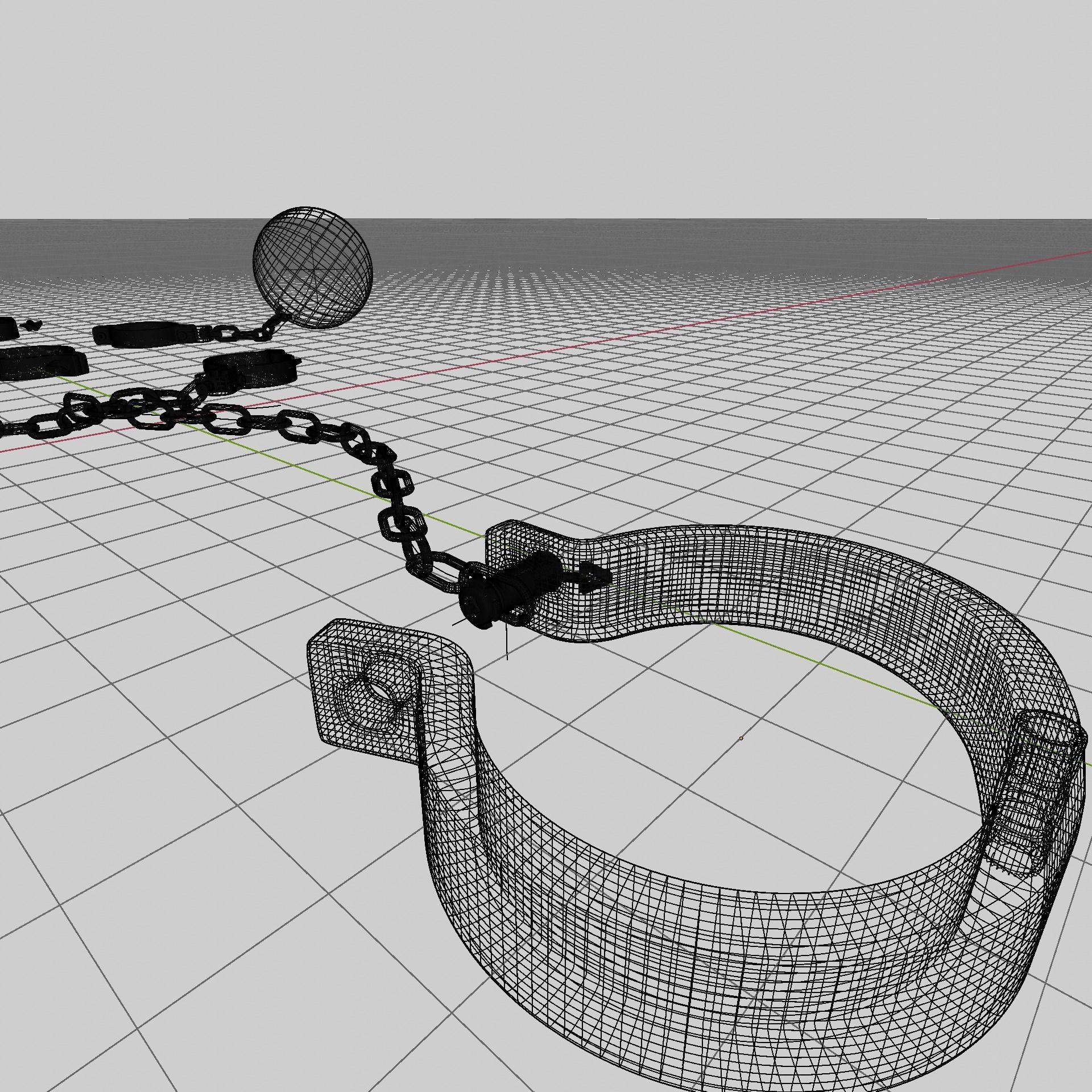 Legs Hand And Neck Steel Shackles Low-poly 3D model_1