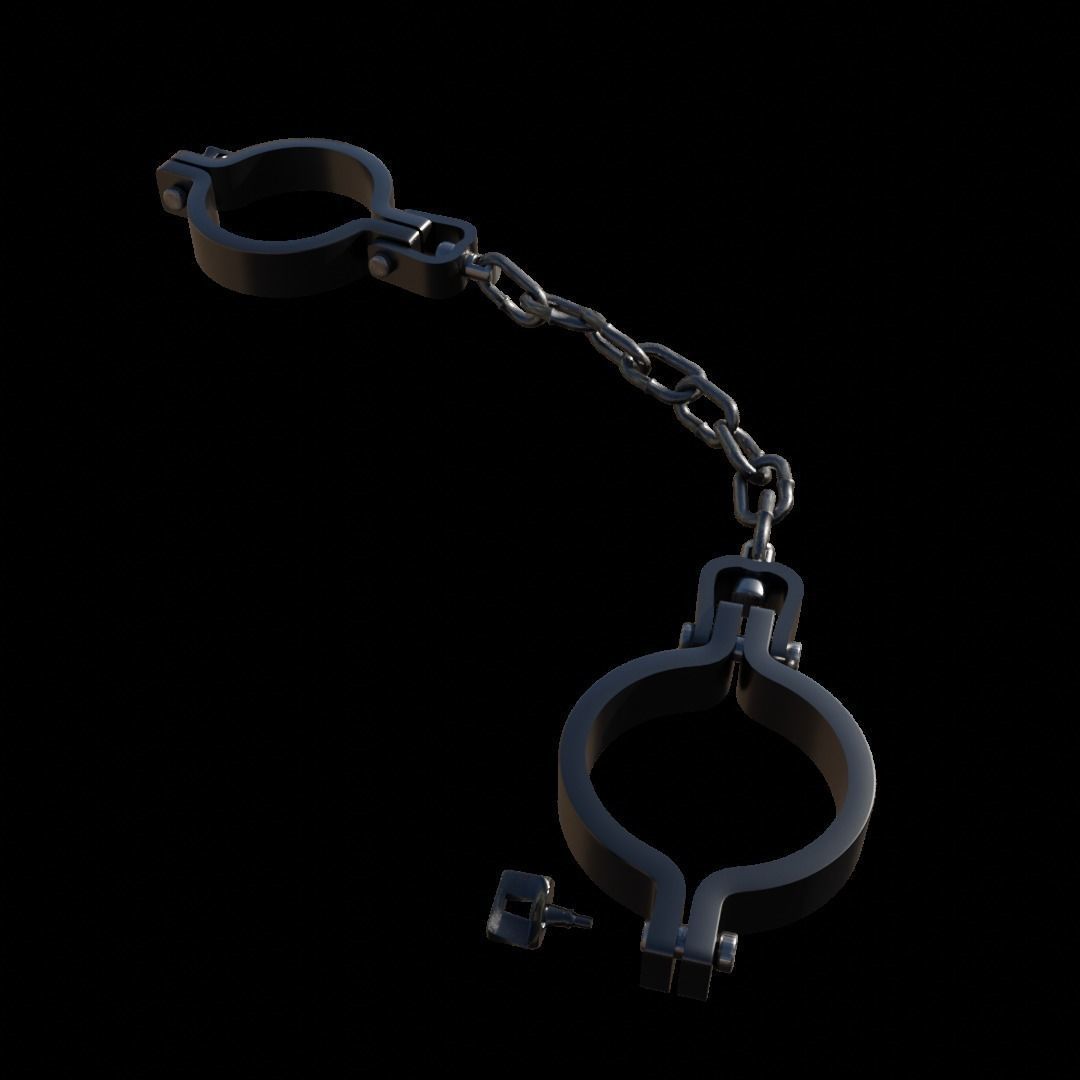 Legs Hand And Neck Steel Shackles Low-poly 3D model_2