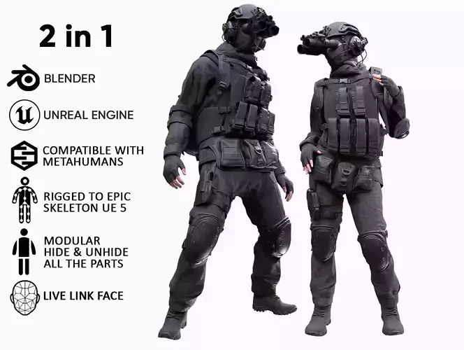 Mens and Womens Military Uniforms 4  3D Model Collection