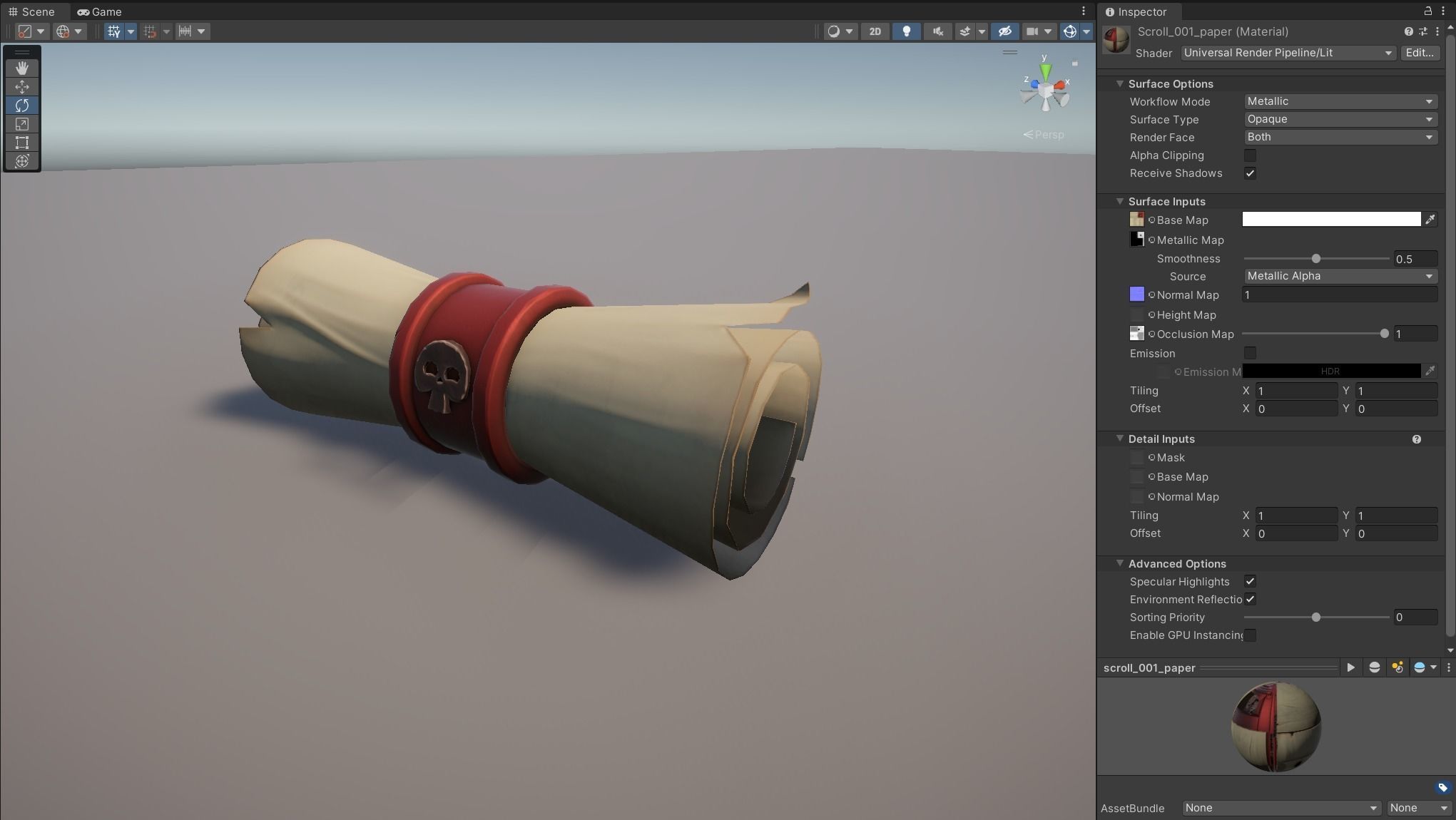 Stylized Scroll Low-poly 3D model_10