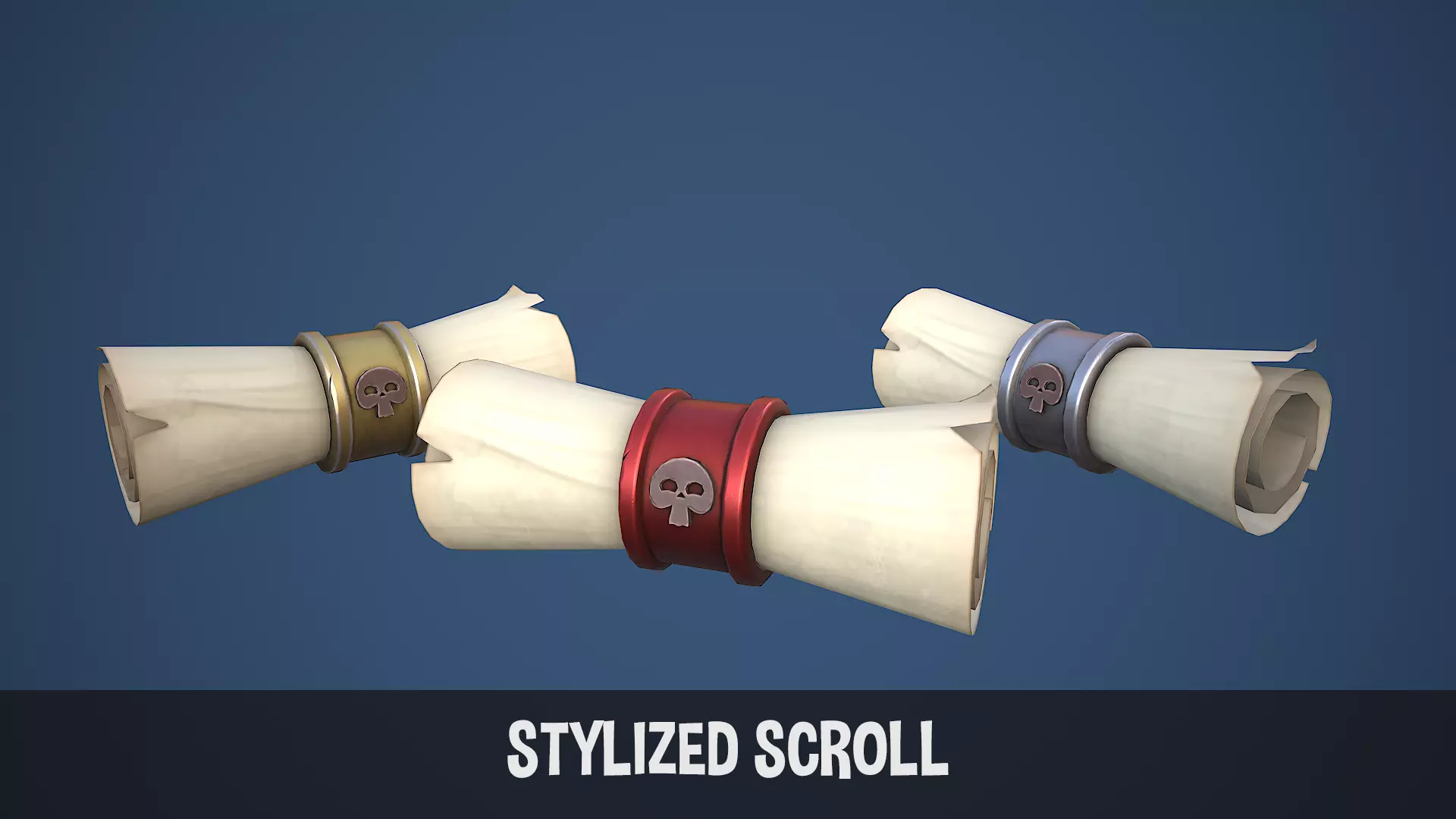 Stylized Scroll Low-poly 3D model_0