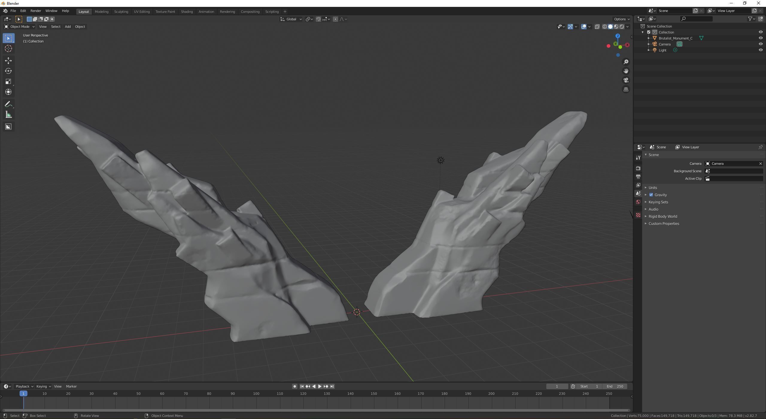 Brutalist Monument 3D model_8
