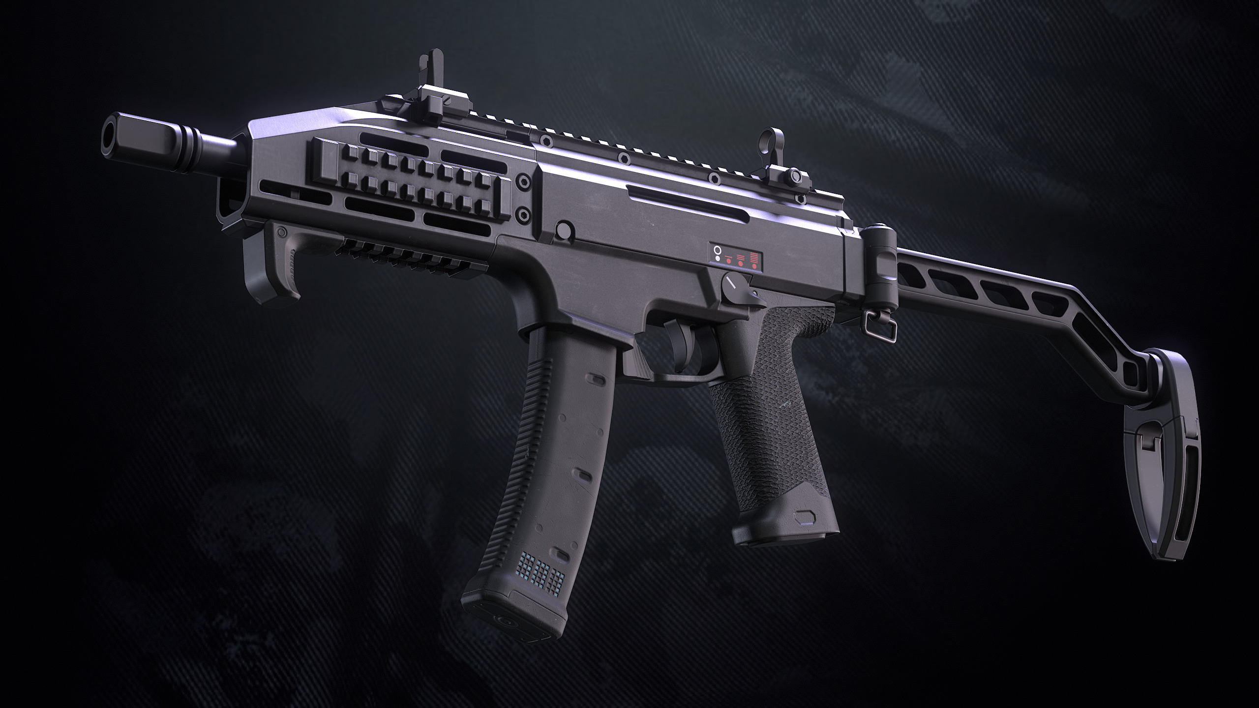 CS-34 SMG With Hands And Weapon Case Low-poly 3D model_10