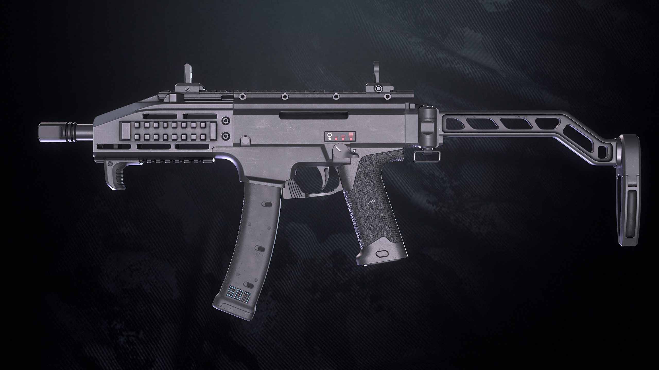 CS-34 SMG With Hands And Weapon Case Low-poly 3D model_15