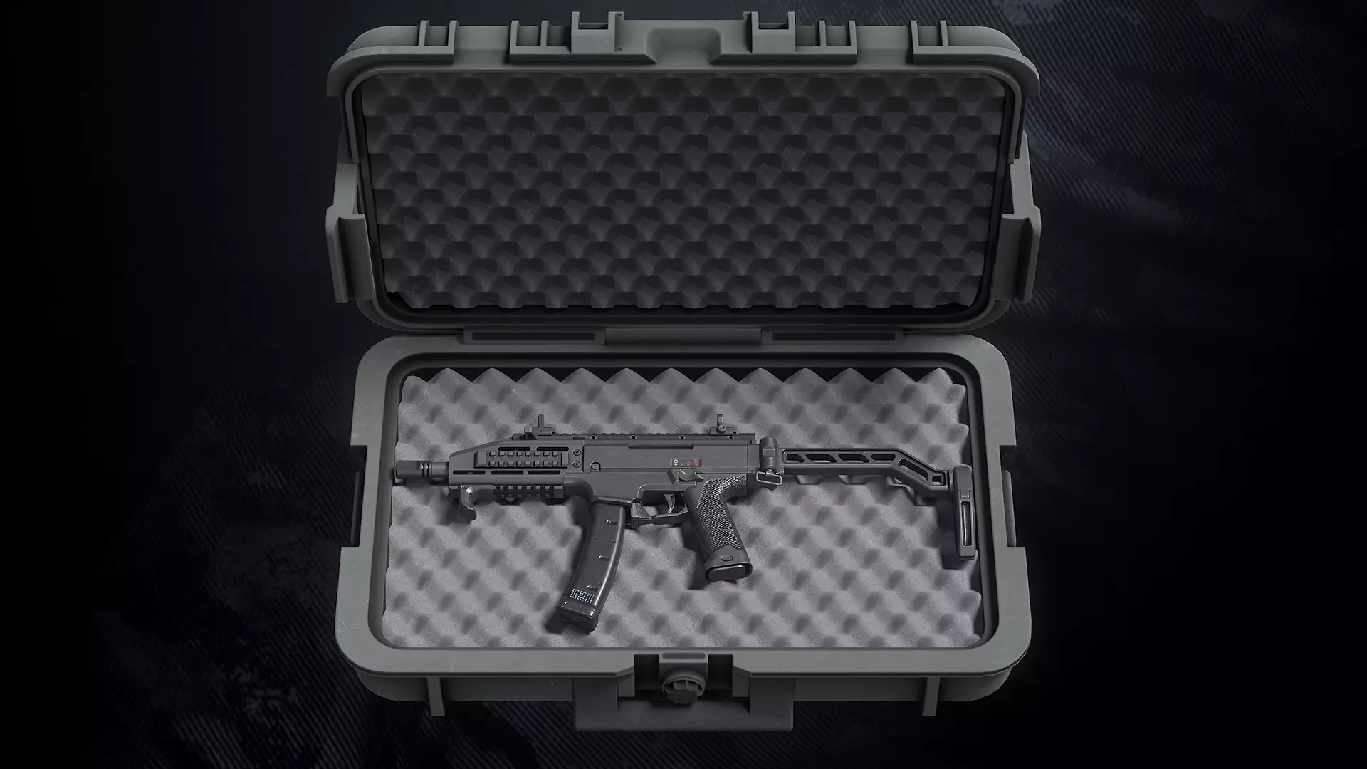 CS-34 SMG With Hands And Weapon Case Low-poly 3D model_0