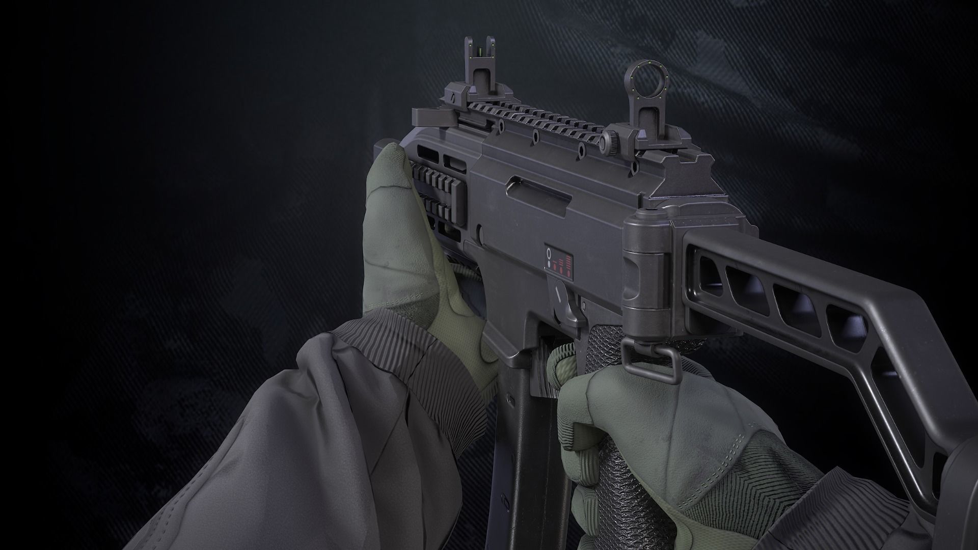 CS-34 SMG With Hands And Weapon Case Low-poly 3D model_4