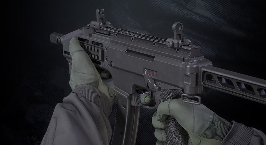 CS-34 SMG With Hands And Weapon Case Low-poly 3D model_3