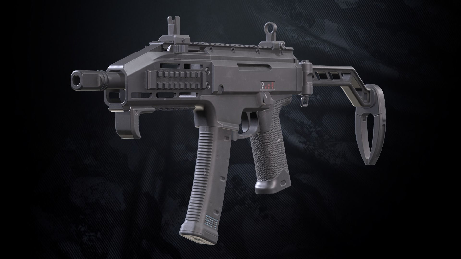 CS-34 SMG With Hands And Weapon Case Low-poly 3D model_7