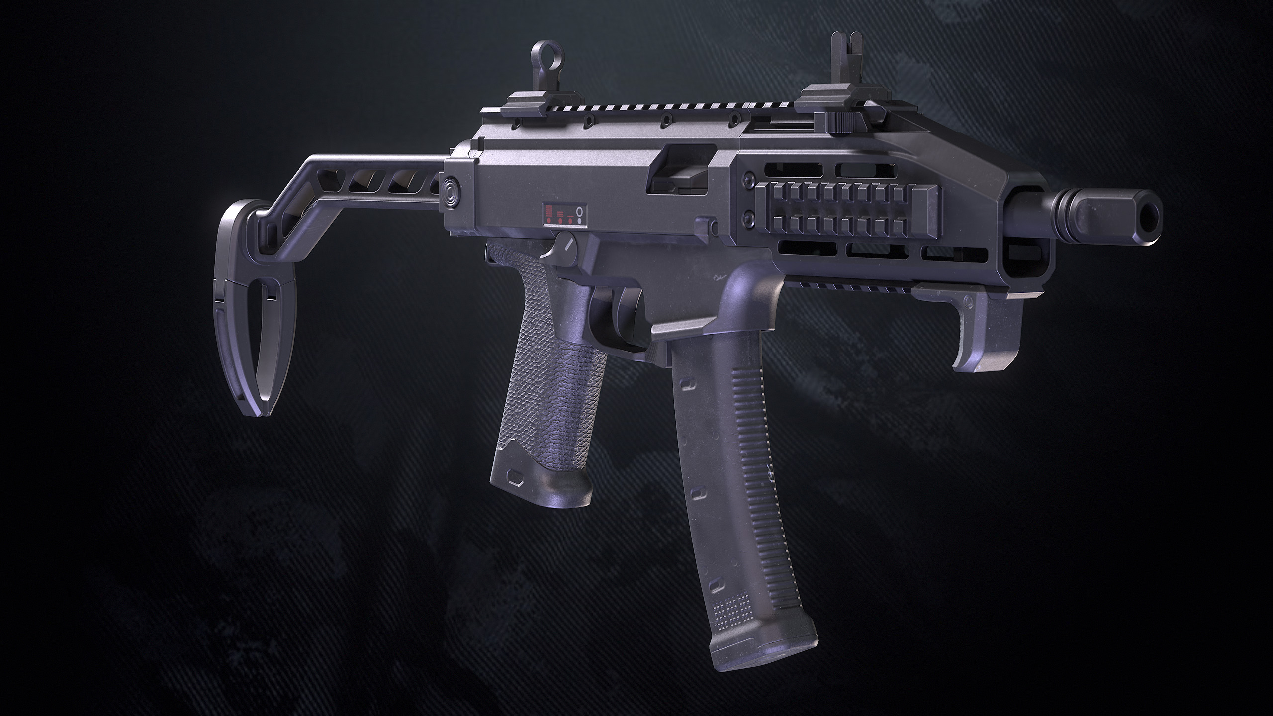 CS-34 SMG With Hands And Weapon Case Low-poly 3D model_9