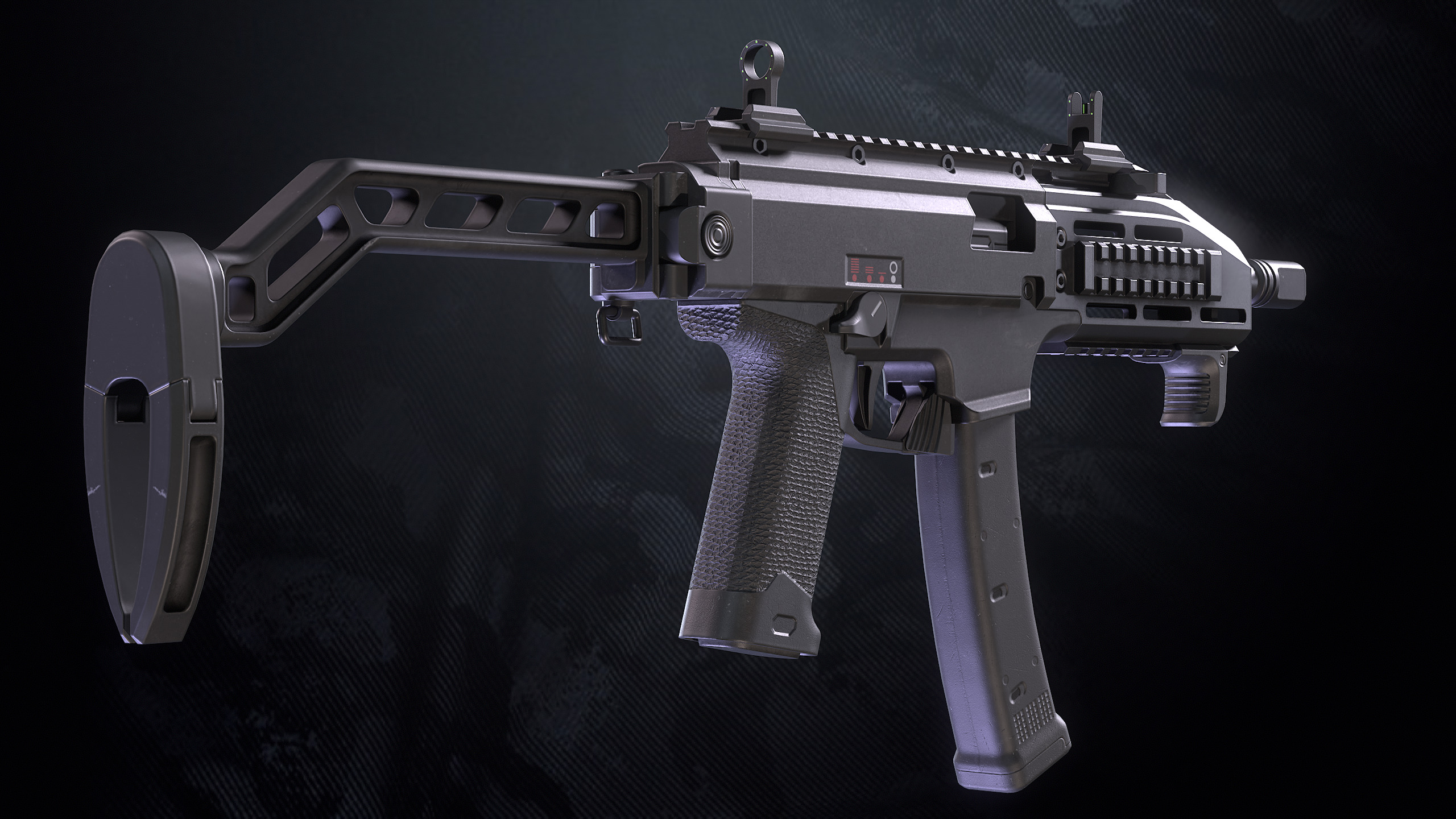 CS-34 SMG With Hands And Weapon Case Low-poly 3D model_8