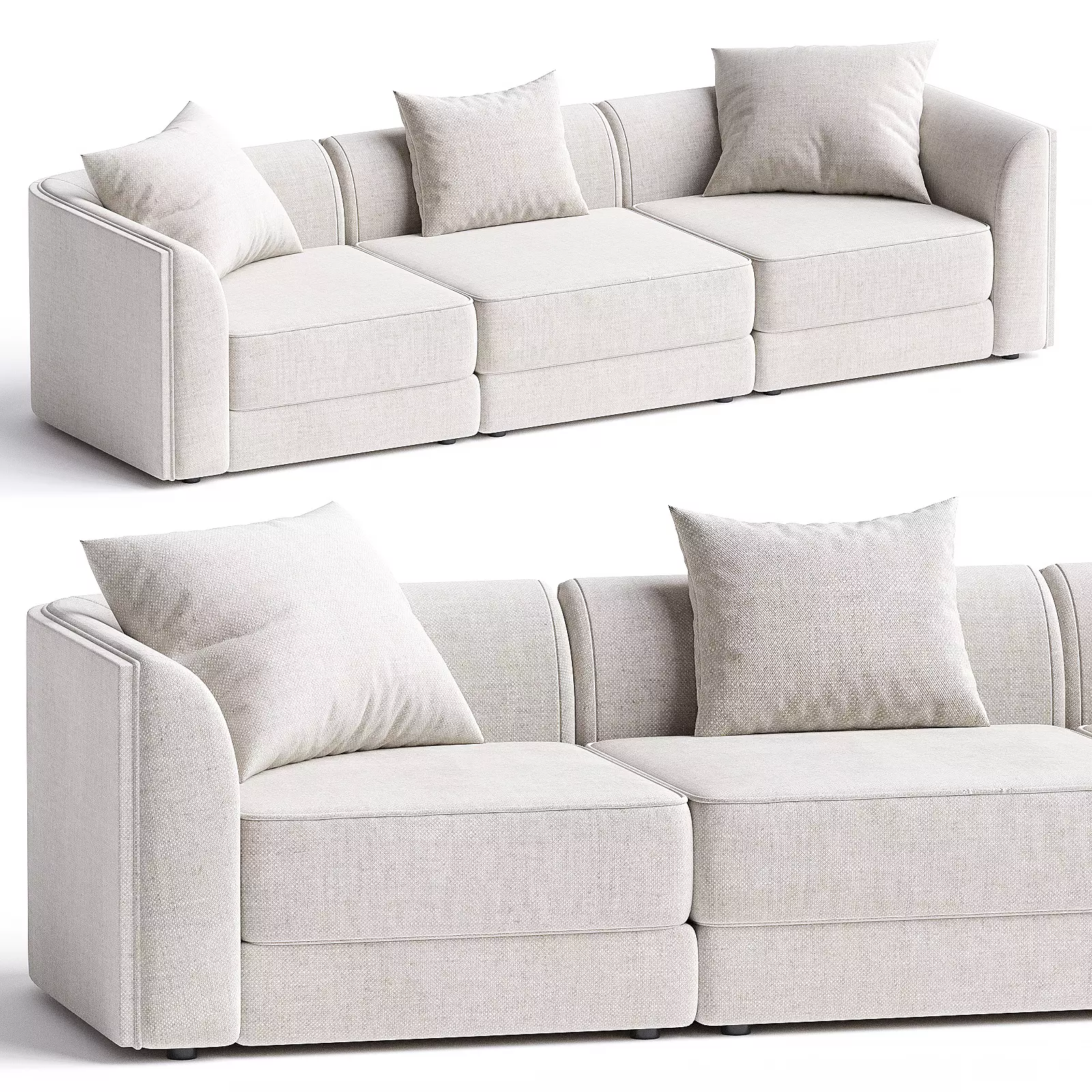 Maura Modular 3 Piece Sofa 3D model_0