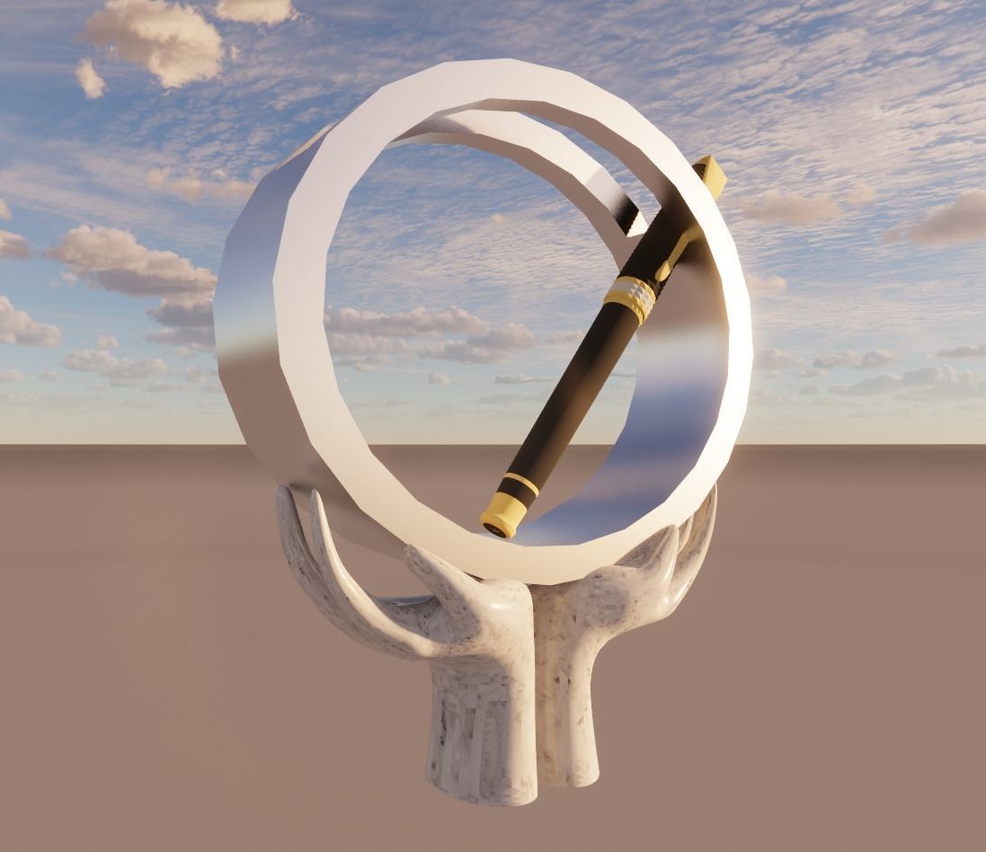 METALLIC PALM PEN HOLDER 3D model_2