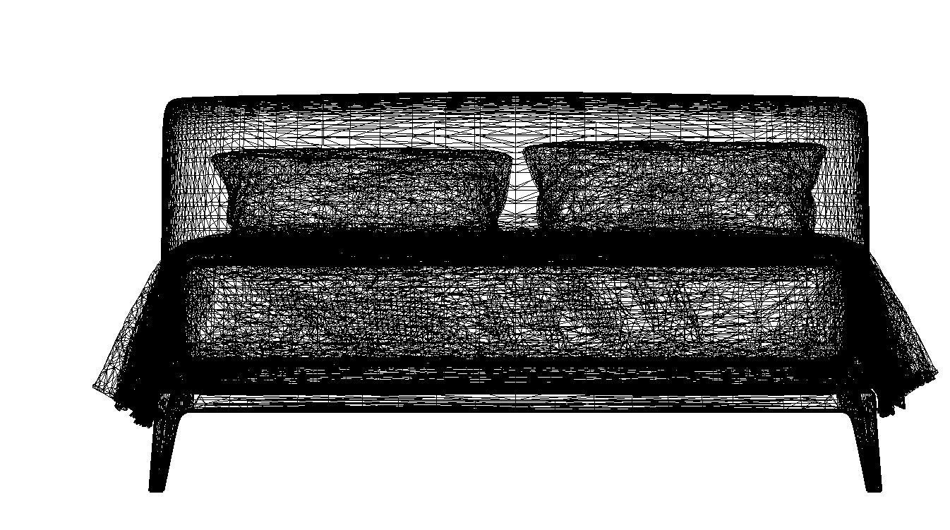 MODERN DOUBLE BED SOFT HEADBOARD Low-poly 3D model_14