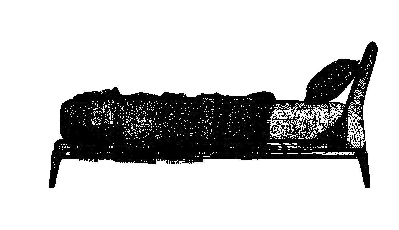 MODERN DOUBLE BED SOFT HEADBOARD Low-poly 3D model_11