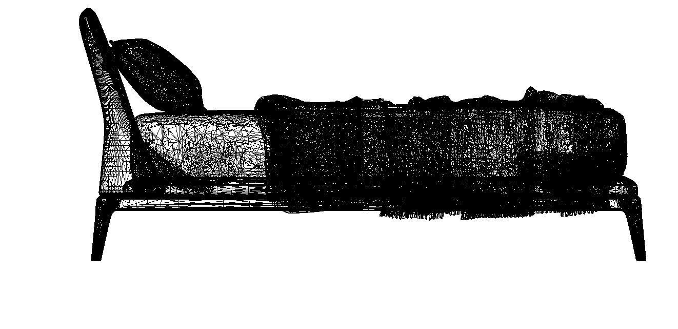 MODERN DOUBLE BED SOFT HEADBOARD Low-poly 3D model_12