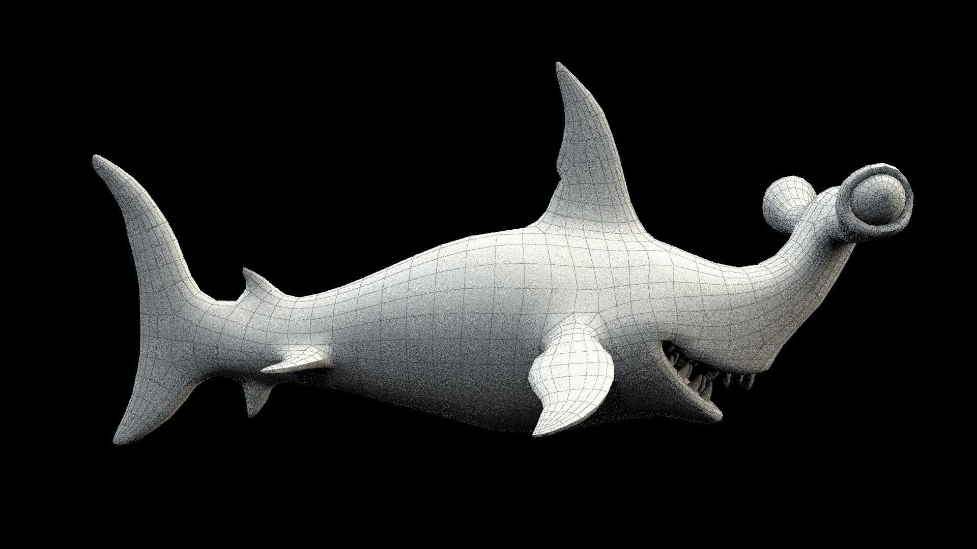 cartoon hammerhead shark Low-poly 3D model_13