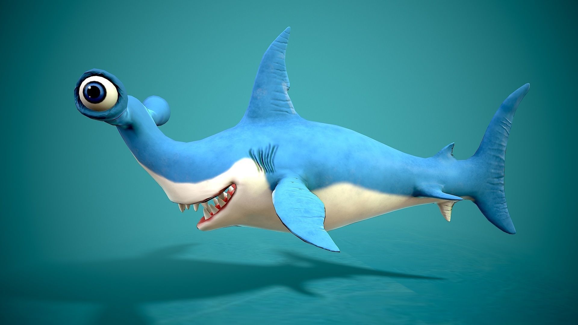 cartoon hammerhead shark Low-poly 3D model_8