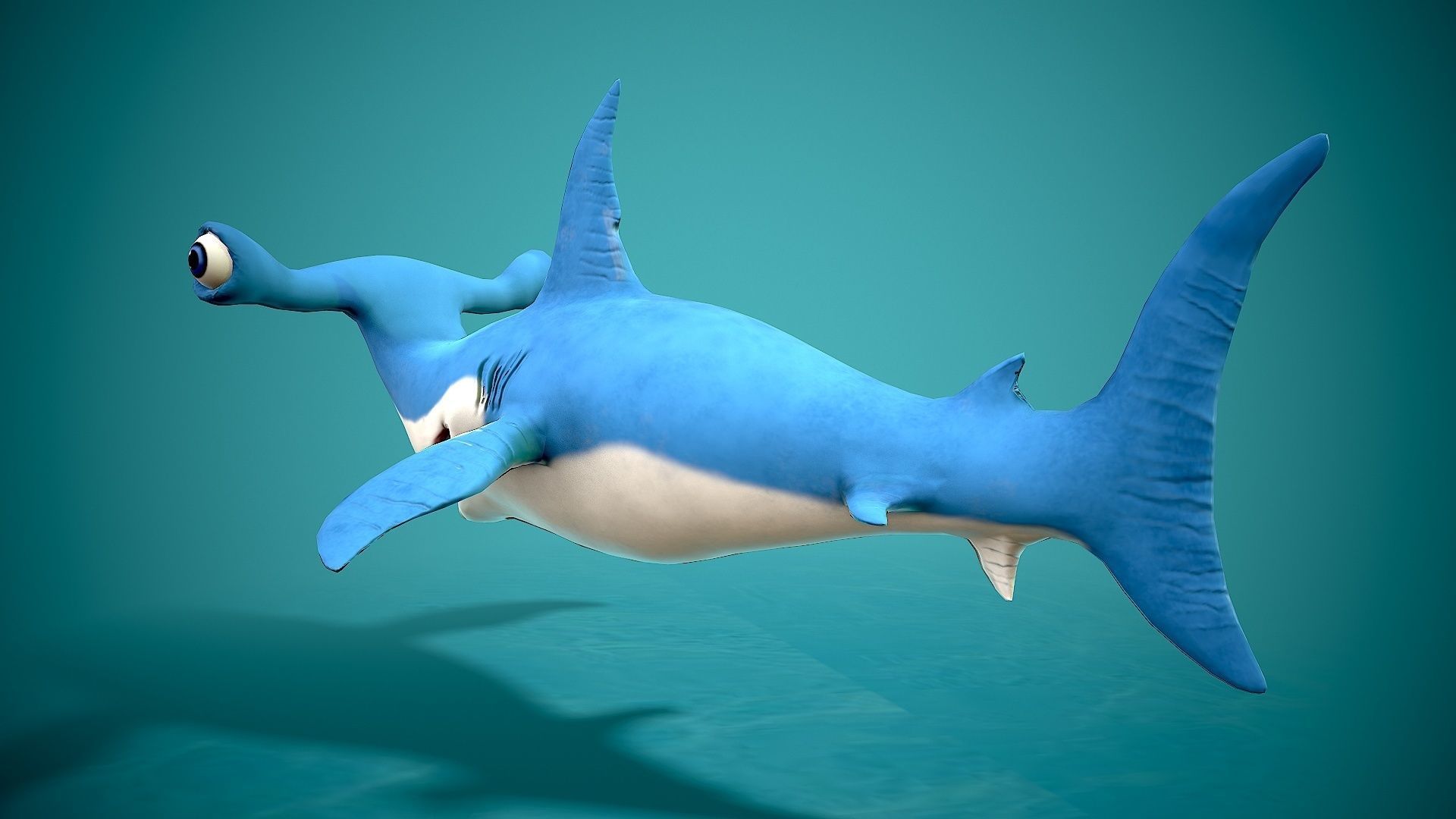 cartoon hammerhead shark Low-poly 3D model_7