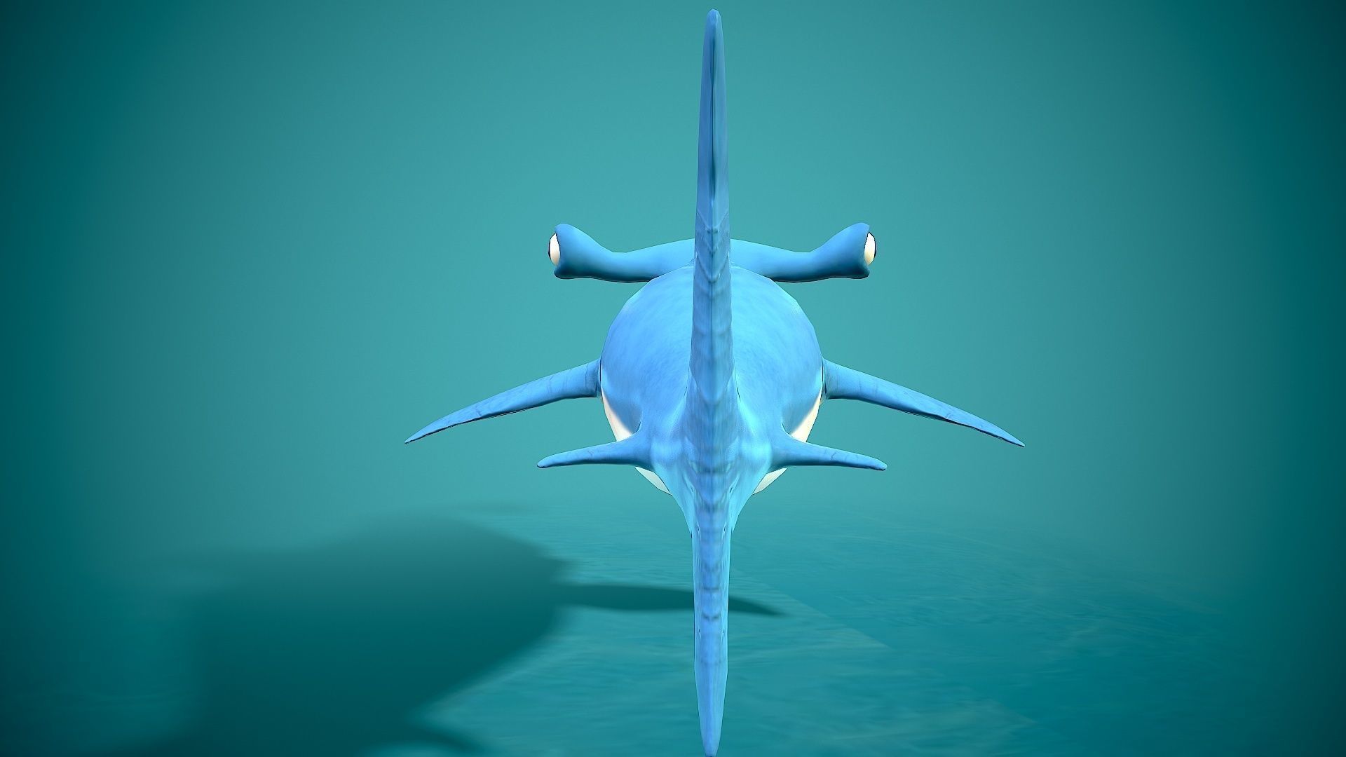 cartoon hammerhead shark Low-poly 3D model_6