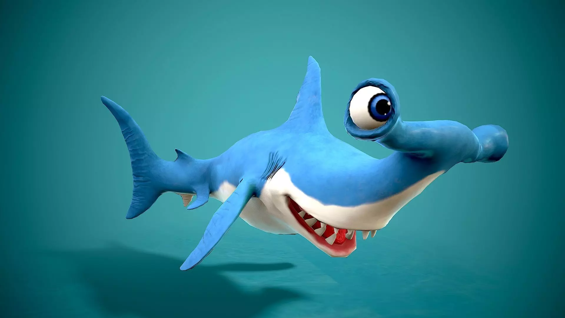 cartoon hammerhead shark Low-poly 3D model_0